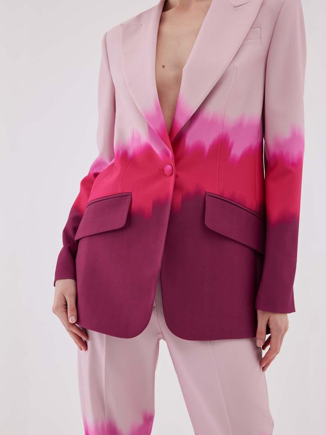 Juste Gradient Detailed Fussia Jacket Trousers Set Wholesale Clothing Work