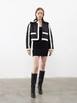 A wholesale clothing model wears jst10267-furry-suede-crop-jacket-black, Turkish wholesale  of 