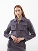 A wholesale clothing model wears jst10300-velvet-pocket-detail-jacket-anthracite, Turkish wholesale  of 