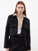 A wholesale clothing model wears jst10301-velvet-pocket-detail-jacket-black, Turkish wholesale  of 