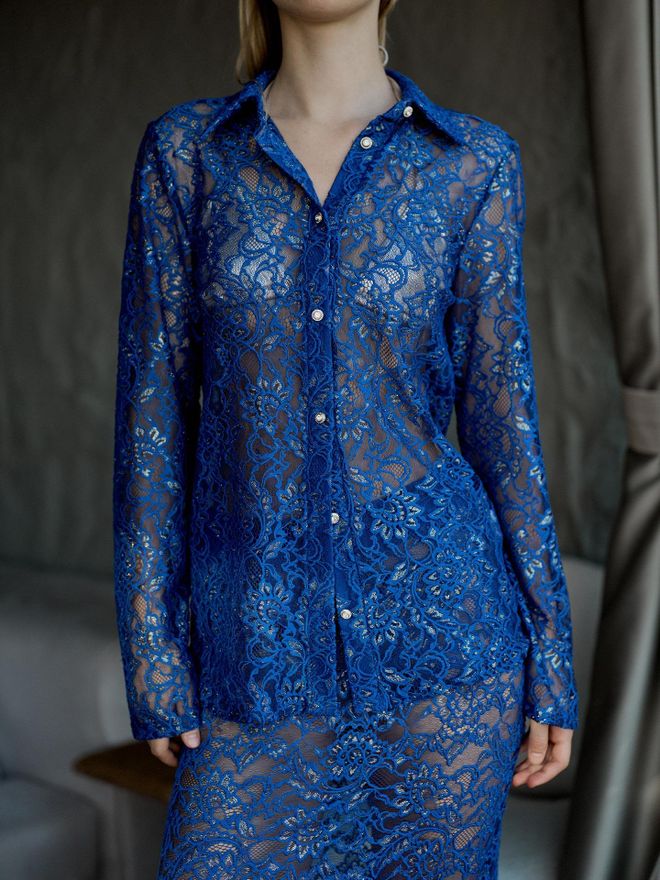 Juste قميص دانتيل مذهب ساكس ملابس بالجملة لا يوجد قماش