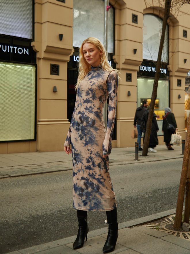 Juste Vestido Midi De Manga Larga Con Estampado De Batik Ropa al por mayor Casual