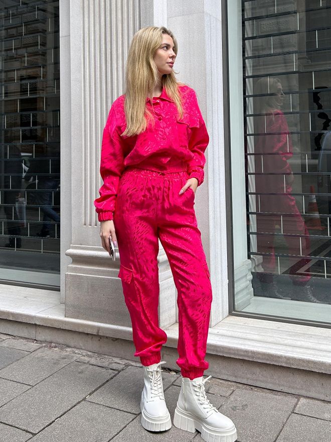 Juste Pantaloni elastici fantasia Fucsia Abbigliamento all'ingrosso Formale