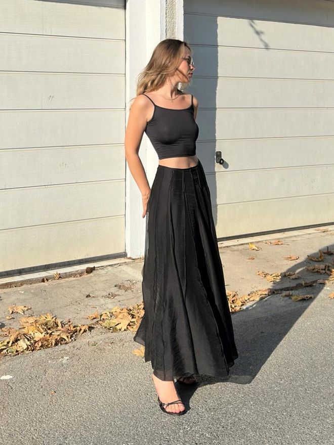 Juste Gonna Maxi Nera Svasata Vita Alta Abbigliamento all'ingrosso Casuale