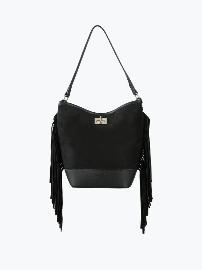 Juste Süet Püsküllü Omuz Çantası Siyah Toptan Giyim 0