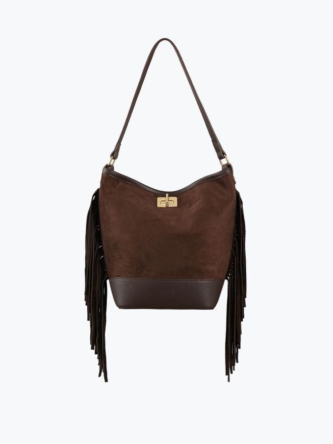 Juste Süet Püsküllü Omuz Çantası Kahverengi Toptan Giyim 0