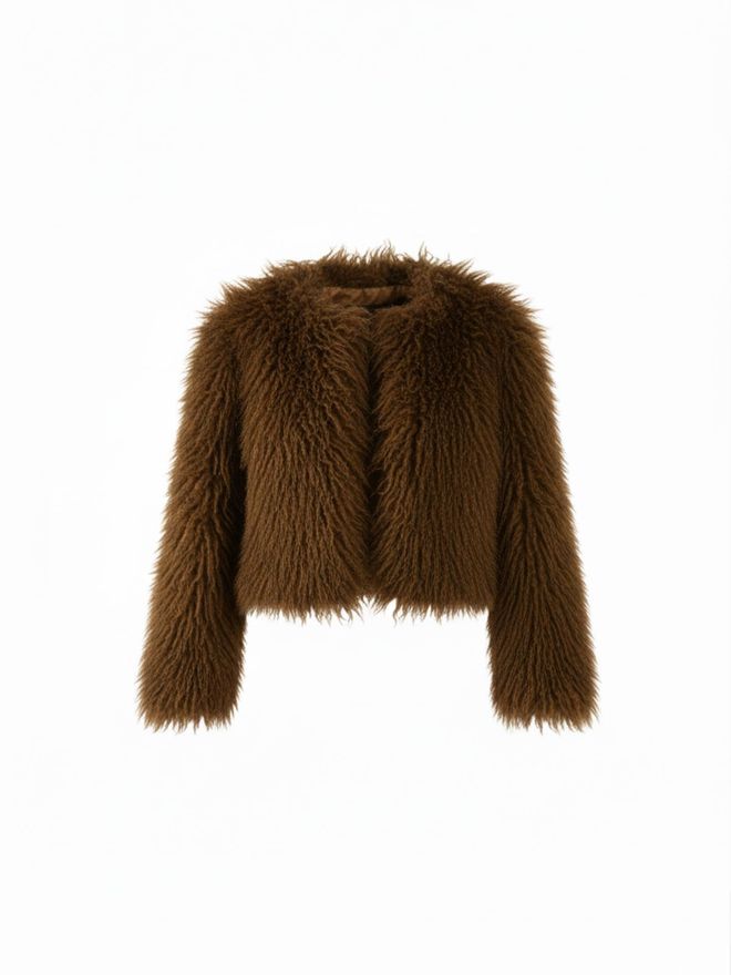 Juste Brown Fur Jacket Vintage Elegant Style Wholesale Clothing 1