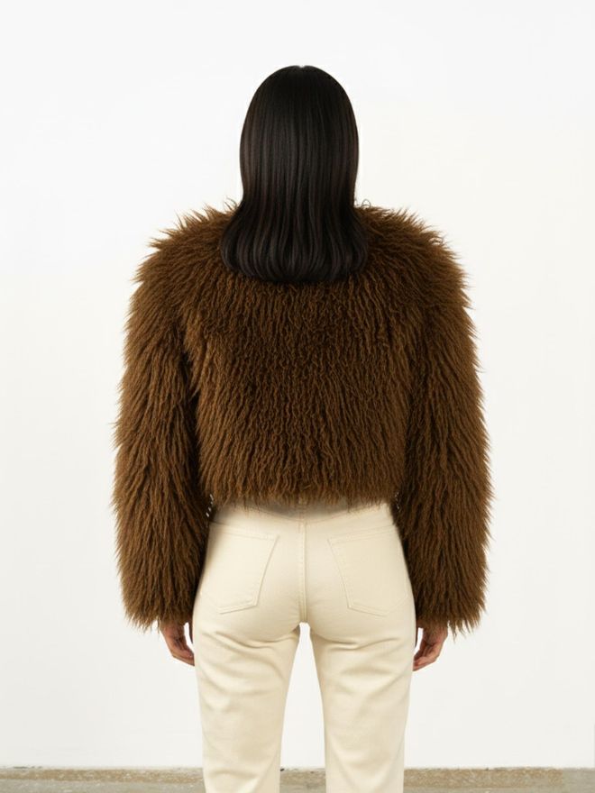 Juste Brown Fur Jacket Vintage Elegant Style Wholesale Clothing Work