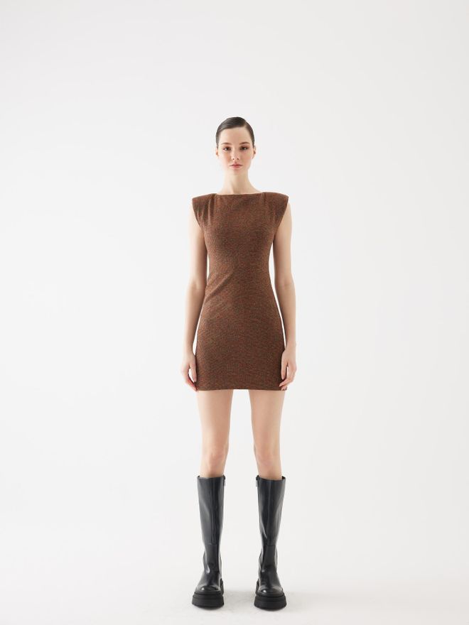 Juste Padded Cinnamon Knitwear Mini Dress Wholesale Clothing Casual