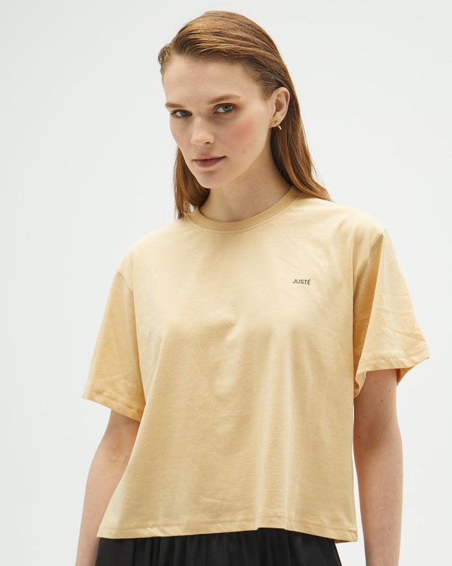 Juste Μπεζ Μπλουζάκι Oversize Crop Χονδρικό εμπόριο ενδυμάτων Casual