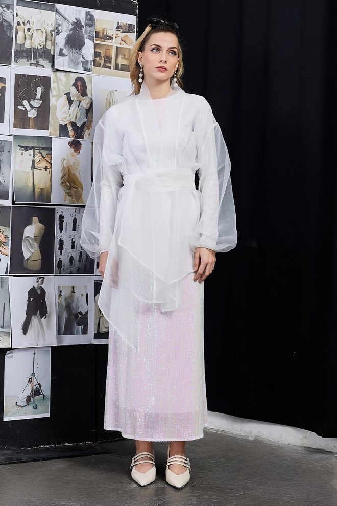 Kadriye Baştürk Kimono Ecru Wholesale Clothing Cocktail