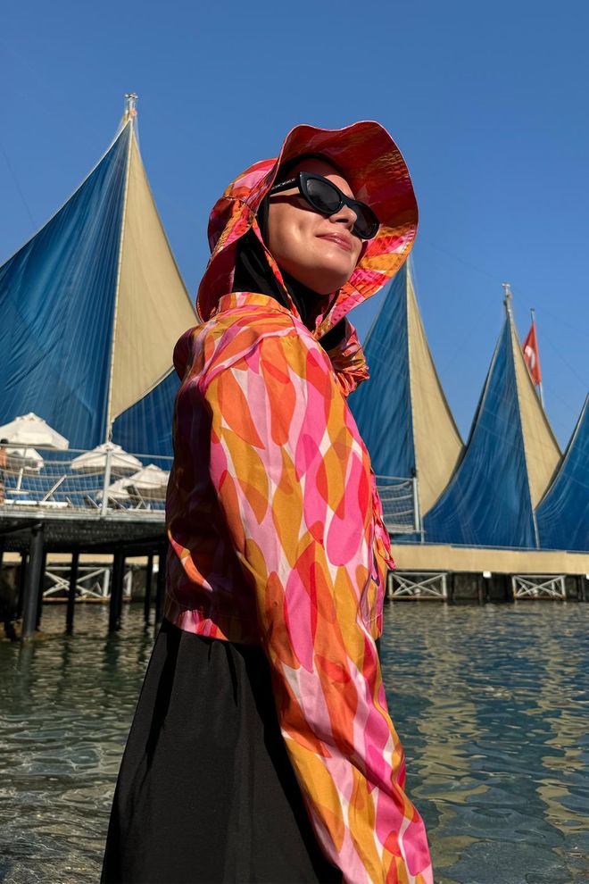 Kadriye Baştürk Tie down Fisherman Hat Orange & Pink Wholesale Clothing 4