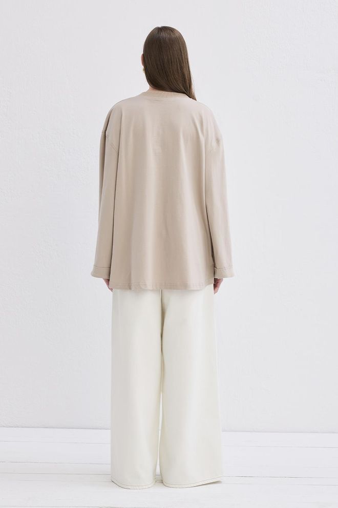 Kadriye Baştürk Bawełniana Bluzka Waniliowa Stone Hurtowa sprzedaż odzieży Jesień