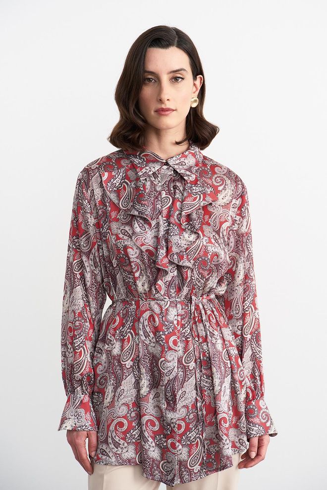 Kadriye Baştürk Chemise À Motifs Polly Rouge Vêtements en gros Élégant