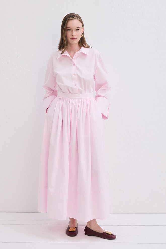 Kadriye Baştürk Vera Gathered Rok Roze Groothandel Kleding Casual