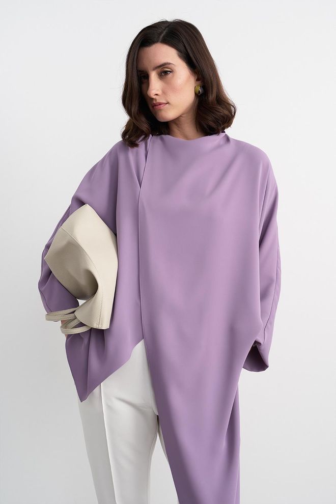 Kadriye Baştürk Olden Long Tunic Lilac Wholesale Clothing Formal