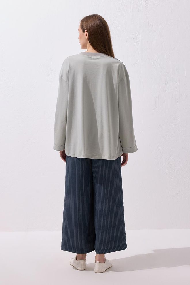 Kadriye Baştürk Bluzka Vanille Bawełniana Szara Hurtowa sprzedaż odzieży Skromny