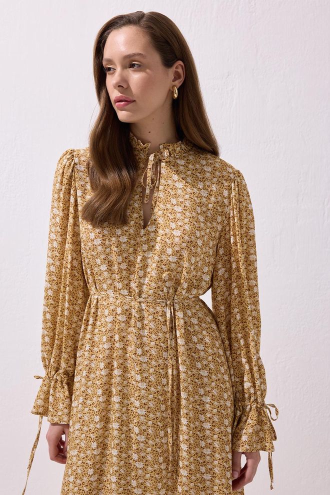 Kadriye Baştürk Lou Viscose Maxi Dress Yellow Wholesale Clothing Viscose