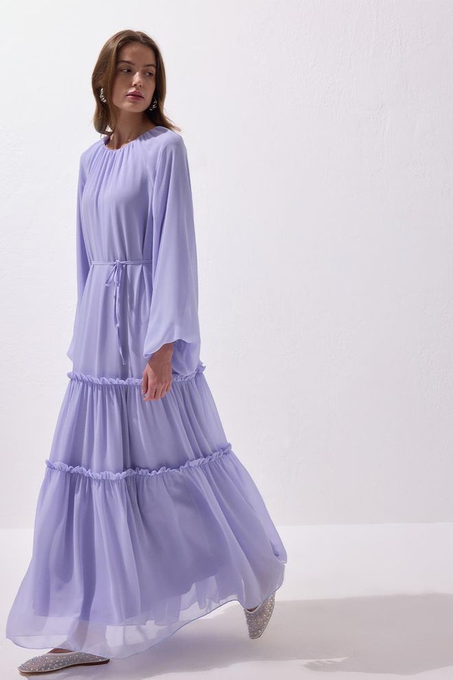 Kadriye Baştürk Vestido Largo Julie Lila Ropa al por mayor Casual