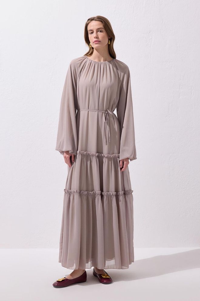 Kadriye Baştürk Vestido Julie Maxi Mink Roupas por atacado Casual