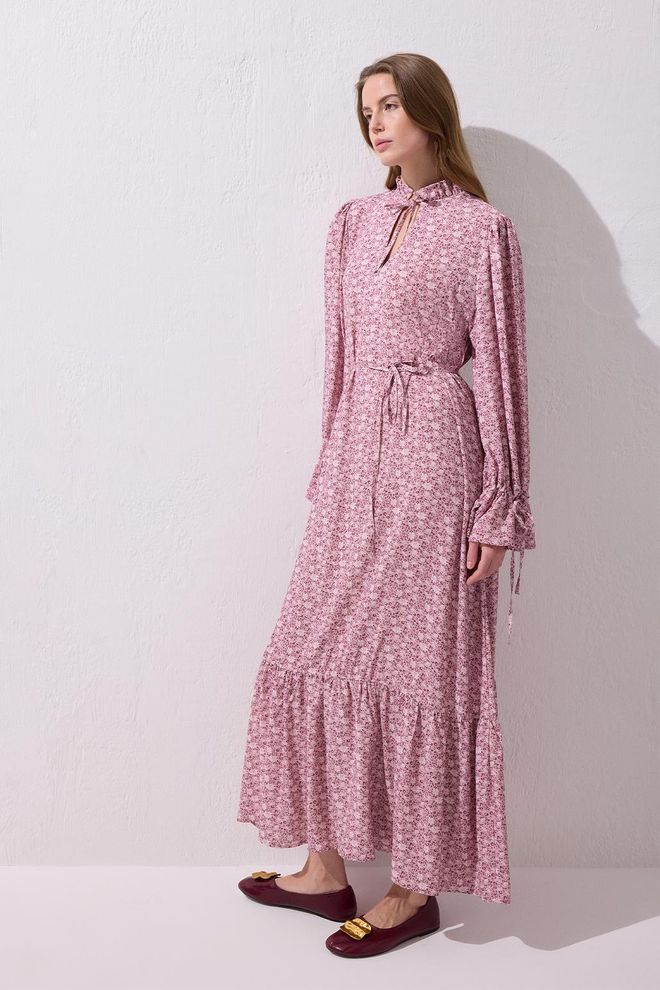 Kadriye Baştürk Lou Viscose Maxi Dress Rose Pink Wholesale Clothing Viscose