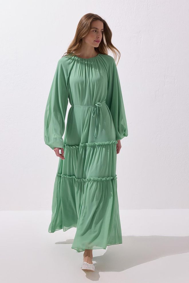 Kadriye Baştürk Julie Maxi Dress Mint Wholesale Clothing Polyester