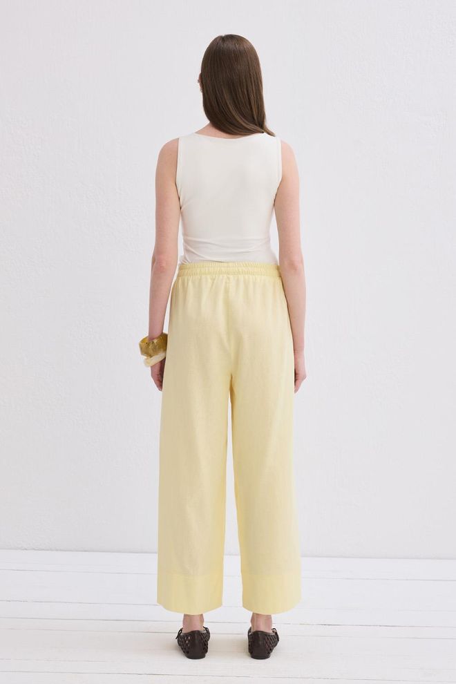 Kadriye Baştürk Doren Linen Trousers Lemon Yellow Wholesale Clothing Beach