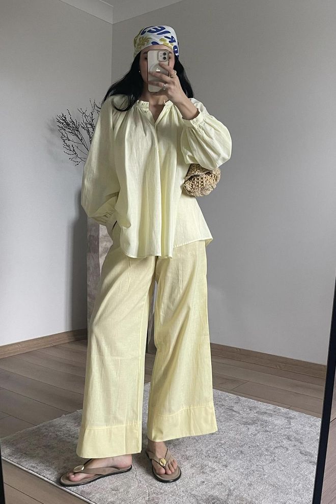 Kadriye Baştürk Doren Linen Trousers Lemon Yellow Wholesale Clothing Spring