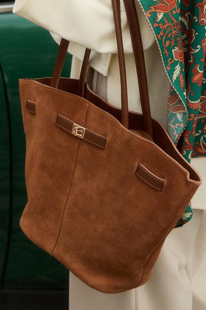 Kadriye Baştürk Suede Lenin Shoulder Bag Tan Wholesale Clothing 2