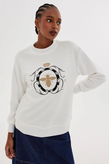 Kadriye Ba t rk Wholesale Women s Ecru Sweatshirt