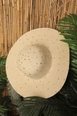 A wholesale clothing model wears kam13574-full-stone-wide-women's-straw-hat-beige, Turkish wholesale  of 