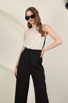 عارض ملابس بالجملة يرتدي kam13239-atlas-fabric-women's-palazzo-trousers-black، تركي بالجملة بنطال من Kaktus Moda