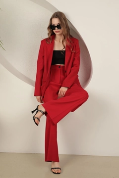Um modelo de roupas no atacado usa kam13245-atlas-fabric-women's-palazzo-trousers-red, atacado turco Calça de Kaktus Moda