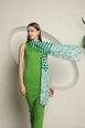A wholesale clothing model wears kam13351-marine-pattern-women's-shawl-mint, Turkish wholesale  of 