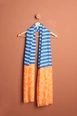 A wholesale clothing model wears kam13378-marine-pattern-women's-shawl-blue, Turkish wholesale  of 