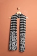 A wholesale clothing model wears kam13382-marine-pattern-women's-shawl-black, Turkish wholesale  of 