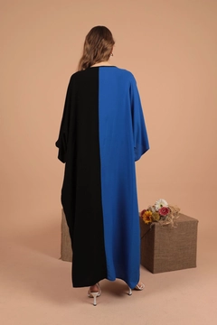 A wholesale clothing model wears kam13026-viscose-fabric-embroidered-women's-dress-saks, Turkish wholesale Dress of Kaktus Moda
