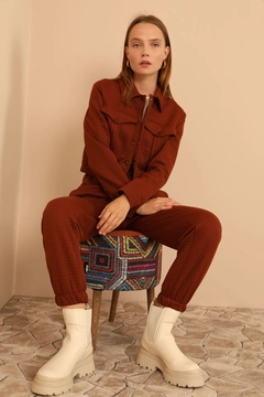 Un model de îmbrăcăminte angro poartă 24097 - Jacket - Brown, turcesc angro Sacou de Kaktus Moda