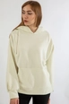 A wholesale clothing model wears 24236-sweatshirt-ecru, Turkish wholesale  of 