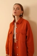 A wholesale clothing model wears 24272-jacket-cinnamon, Turkish wholesale  of 
