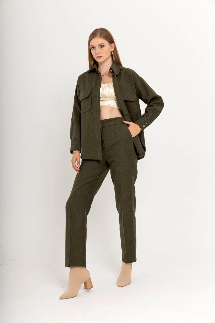 Veleprodajni model oblačil nosi 24373 - Pants - Khaki, turška veleprodaja Hlače od Kaktus Moda