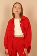 A wholesale clothing model wears 25352-jacket-red, Turkish wholesale  of 