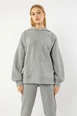 A wholesale clothing model wears 25389-sweatshirt-grey, Turkish wholesale  of 
