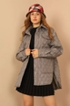A wholesale clothing model wears 27890-coat-grey, Turkish wholesale  of 