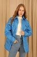 A wholesale clothing model wears 27893-coat-blue, Turkish wholesale  of 