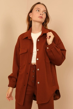 Un model de îmbrăcăminte angro poartă 22431 - Jacket - Brown, turcesc angro Sacou de Kaktus Moda