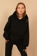 A wholesale clothing model wears 23206-sweatshirt-black, Turkish wholesale  of 