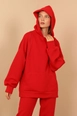 A wholesale clothing model wears 23248-sweatshirt-red, Turkish wholesale  of 