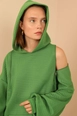 A wholesale clothing model wears 23767-sweatshirt-green, Turkish wholesale  of 