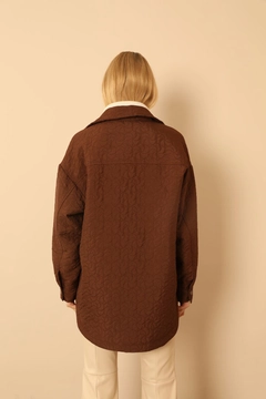 A wholesale clothing model wears 35832 - Shirt - Brown, Turkish wholesale Shirt of Kaktus Moda